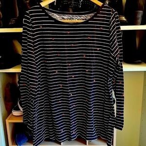 Loft Stripe Heart Long Sleeve Top